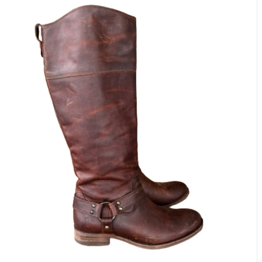 Frye 3472376-COX Women's Leather Distressed Tall Harness Riding Boots Size 8.5